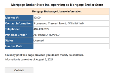 Mortgage Brokerage/Agent Licence