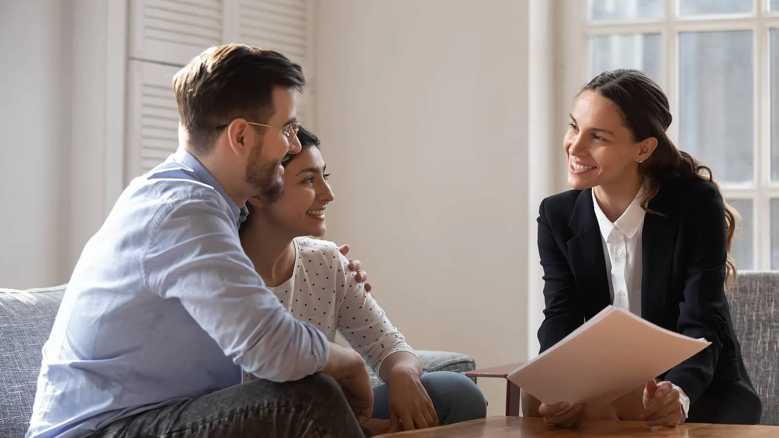 Two people talking about getting a commercial mortgage